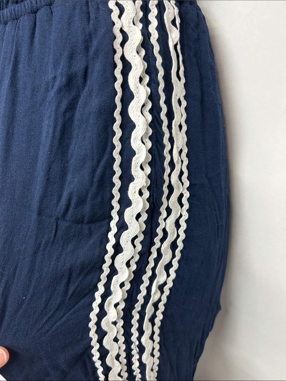 Strapless Navy Wide-Leg Jumpsuit with Tassel Tie surf gypsy size small - Picture 4 of 7